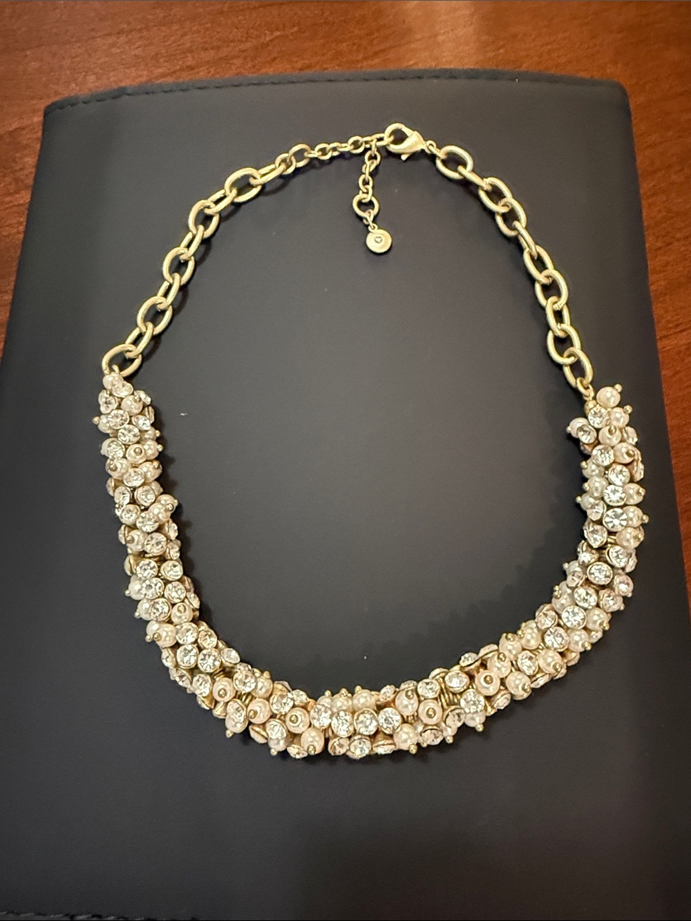 Gold Crystal Cluster Statement Necklace - Women Jewelry